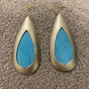 Kendra Scott Gold Turquoise Blue Earrings Rare Vintage